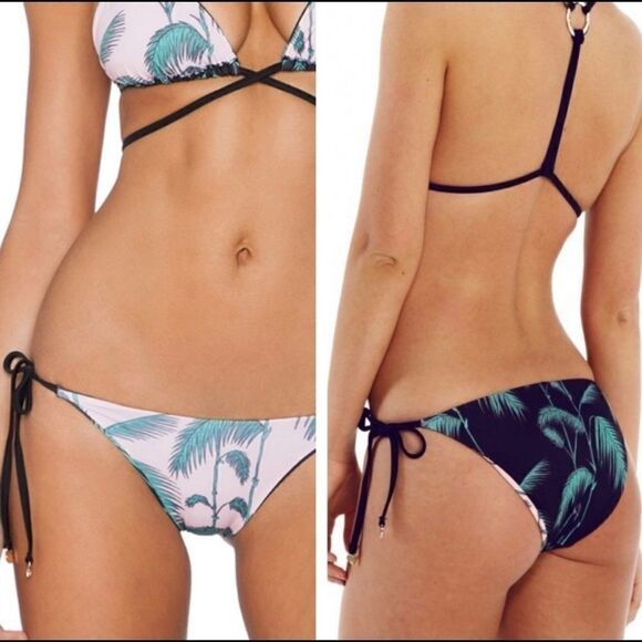 New. WILDFOX reversible bamboo string bikini with racerback top. XS-too/S-bottom - Picture 2 of 7